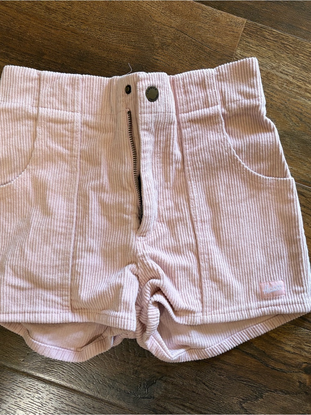 Hammie’s Light Pink Ribbed Corduroy High-Waist Shorts